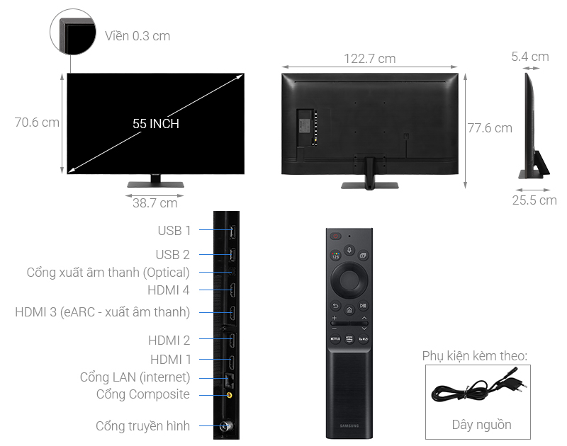 Smart Tivi QLED 4K 55 inch Samsung QA55Q70A