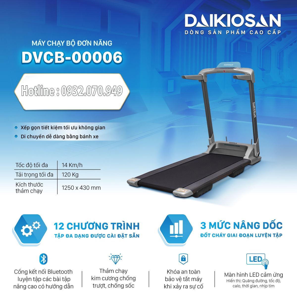 Máy chạy bộ Daikio DVCB00006 - Điện Máy Trả Góp Lê Triểu
