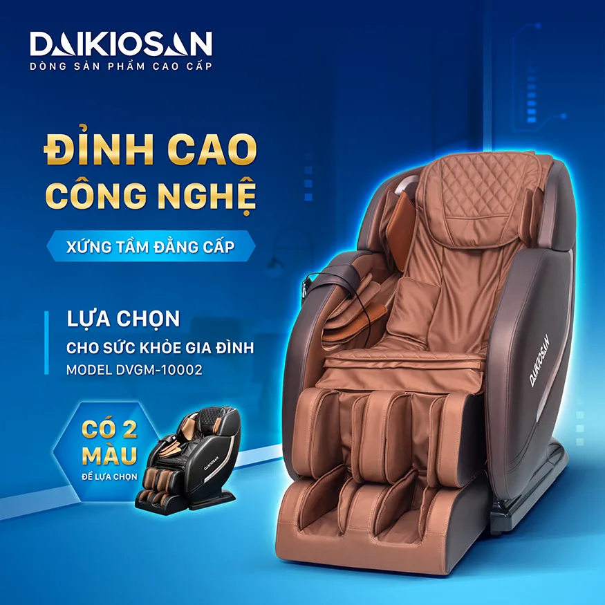 Ghế massage toàn thân Daikiosan DVGM-10002 mang lại trải nghiệm chăm sóc sức khỏe tuyệt vời nhờ sự kết hợp hoàn hảo giữa công nghệ trí tuệ nhân tạo (AI), massage 3D và trị liệu Đông Y. Đặc biệt, ghế massage này được thiết kế đặc biệt để chăm sóc người lớn tuổi, giúp giảm stress và đau nhức, mang đến niềm vui và sự thoải mái cho cả gia đình.