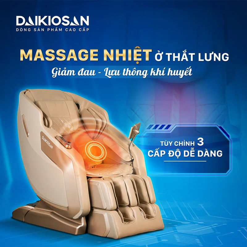 Ghế massage Daikiosan DKGM-30002 là sự kết hợp thông minh giữa trị liệu truyền thống Đông Y và công nghệ massage 4D tân tiến. Sản phẩm này mang đến một trải nghiệm massage hoàn hảo và tạo ra không gian thư giãn riêng tư tại nhà cho người dùng.