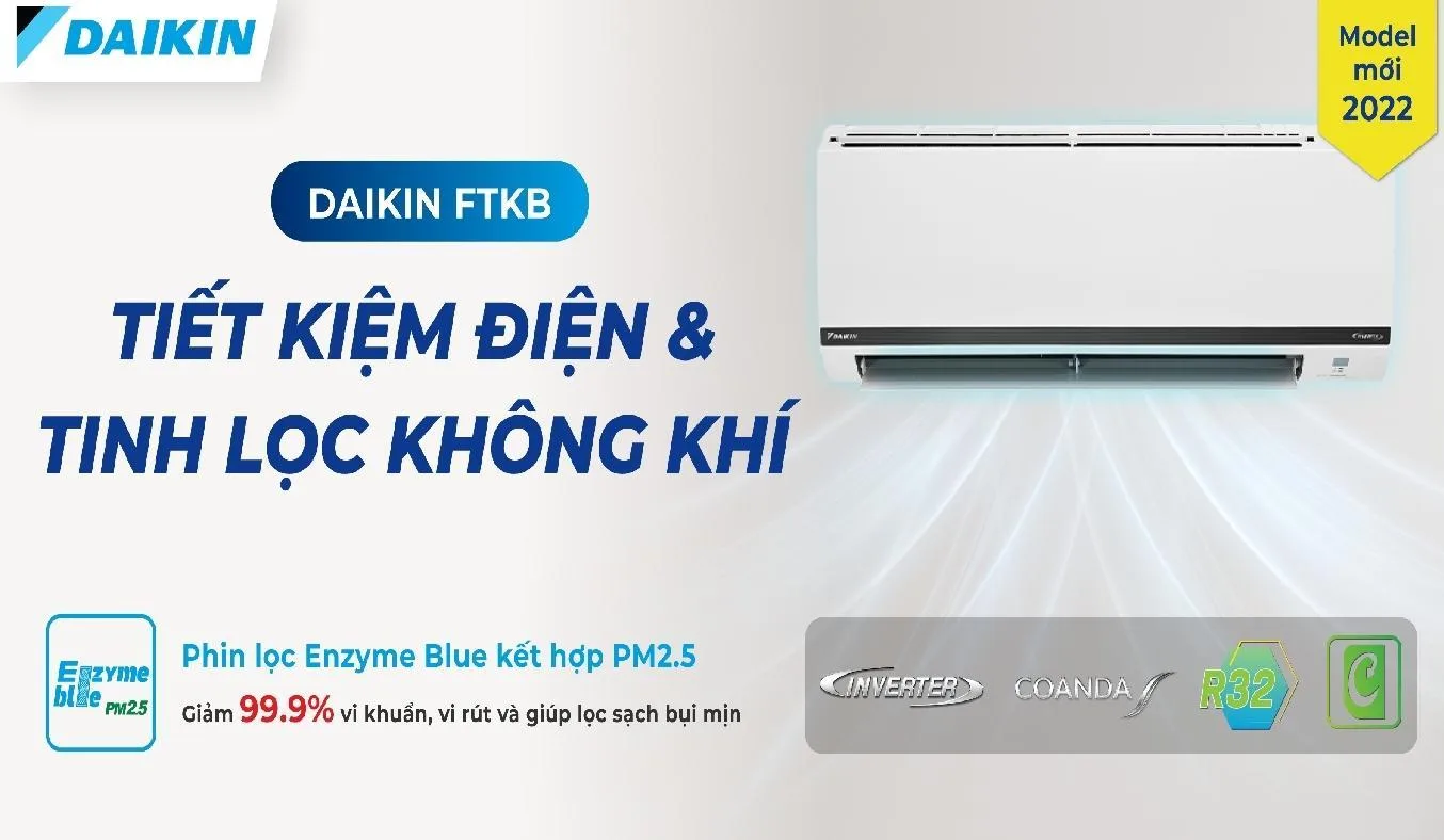 M&aacute;y lạnh Daikin Inverter 2 HP FTKB50WAVMV l&agrave; một sản phẩm hiệu quả, c&oacute; c&ocirc;ng suất 2 HP - 17.100 BTU, ph&ugrave; hợp cho diện t&iacute;ch ph&ograve;ng từ 20-30m&sup2;. Với chế độ Powerful, m&aacute;y lạnh n&agrave;y c&oacute; khả năng l&agrave;m lạnh nhanh ch&oacute;ng v&agrave; hiệu quả. Ngo&agrave;i ra, n&oacute; cũng c&oacute; khả năng lọc kh&ocirc;ng kh&iacute;, loại bỏ bụi bẩn, vi khuẩn, nấm mốc v&agrave; c&aacute;c t&aacute;c nh&acirc;n g&acirc;y hại kh&aacute;c, mang lại kh&ocirc;ng kh&iacute; trong l&agrave;nh cho gia đ&igrave;nh của bạn.