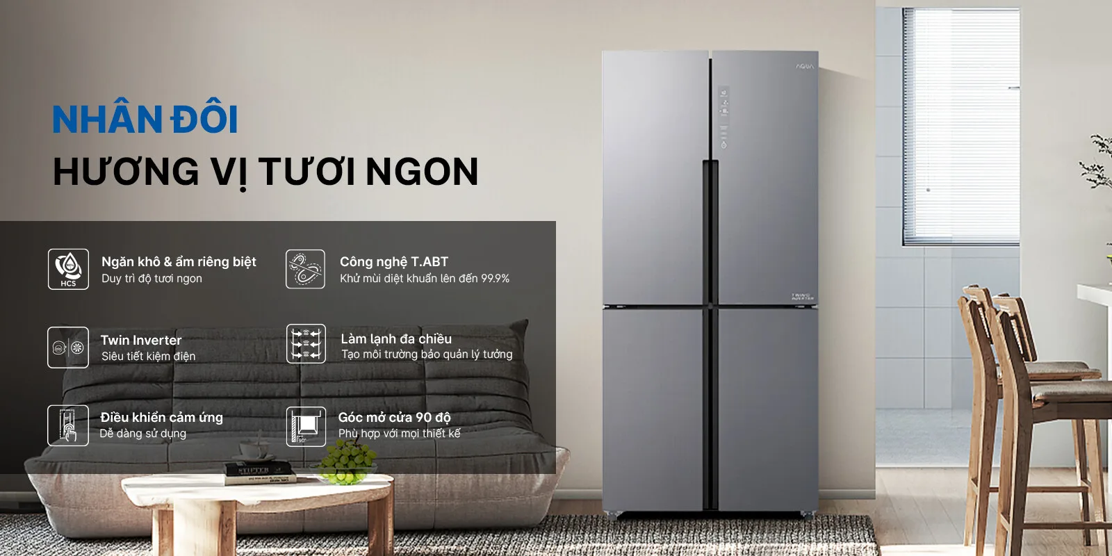 tủ lạnh aqua ngăn đá trên 456l - Điện Máy Trả Góp Lê Triều