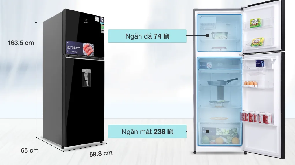 tủ lạnh electrolux ngăn đá trên 341l - Điện Máy Trả Góp Lê Triều