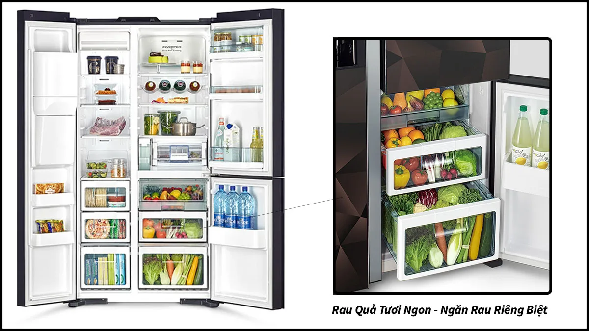 tủ lạnh hitachi ngăn đá trên 595l - Điện Máy Trả Góp Lê Triều