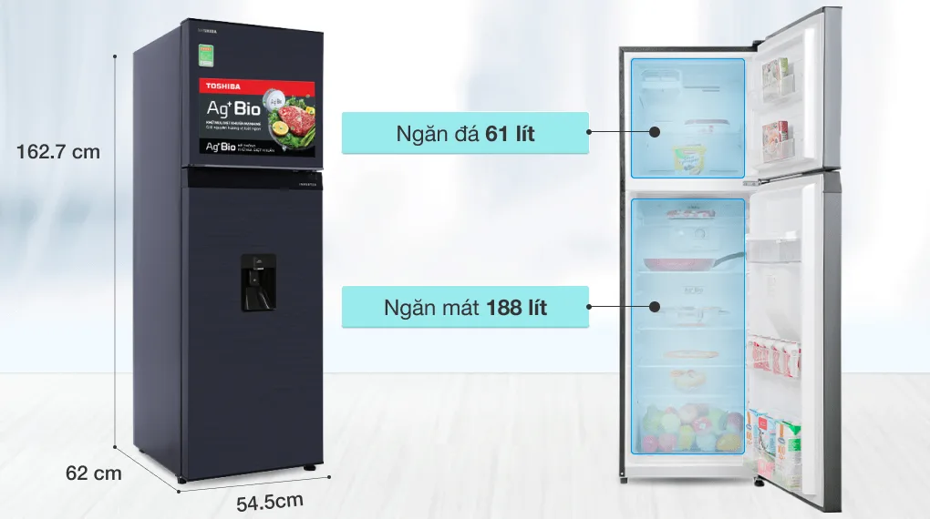 Tủ lạnh Toshiba Inverter 249 lít GR-RT325WE-PMV(06)-MG không chỉ có thiết kế hiện đại và ngăn lấy nước thuận tiện, mà còn tích hợp nhiều công nghệ tiên tiến và dung tích sử dụng lớn. Đây sẽ là sự lựa chọn hoàn hảo cho gia đình có 2-3 thành viên, đảm bảo tiện nghi và hiệu quả trong việc bảo quản thực phẩm.