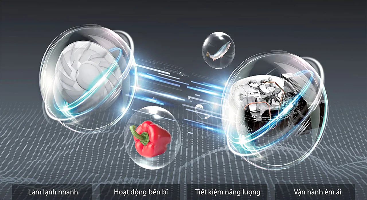 Tủ lạnh Toshiba Inverter 511 l&iacute;t GR-RF610WE-PMV(37)-SG sở hữu c&ocirc;ng nghệ Dual Cooling với hai d&agrave;n lạnh độc lập, tiết kiệm điện năng với Origin Inverter, v&agrave; đảm bảo sự tươi ngon của thực phẩm với Moisture Zone. Ngo&agrave;i ra, c&ocirc;ng nghệ PureBio diệt khuẩn tối ưu v&agrave; cảm biến nhiệt độ tự động gi&uacute;p tăng tiện lợi v&agrave; đảm bảo chất lượng bảo quản thực phẩm.