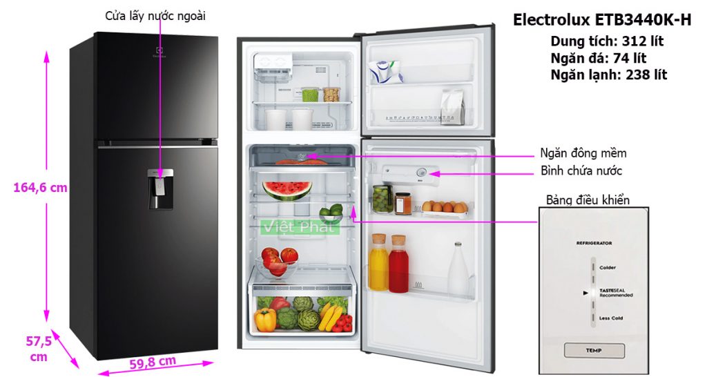 tủ lạnh electrolux ngăn đá trên 341l - Điện Máy Trả Góp Lê Triều
