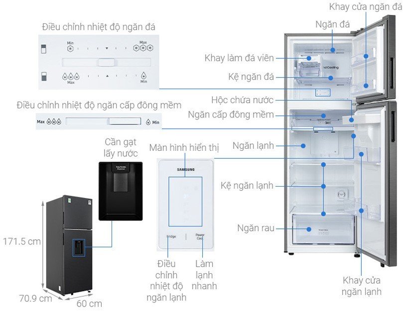 tủ lạnh samsung ngăn đá trên 345l - Điện Máy Trả Góp Lê Triều