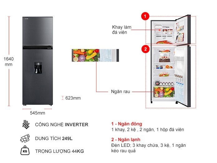 Tủ lạnh Toshiba Inverter 249 lít - Điện Máy Trả Góp Lê Triểu
